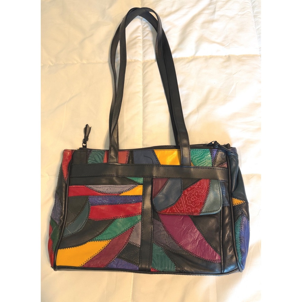 Unbranded Patchwork Tote Bag Womens Medium Multi Color Excellent Vintage Style